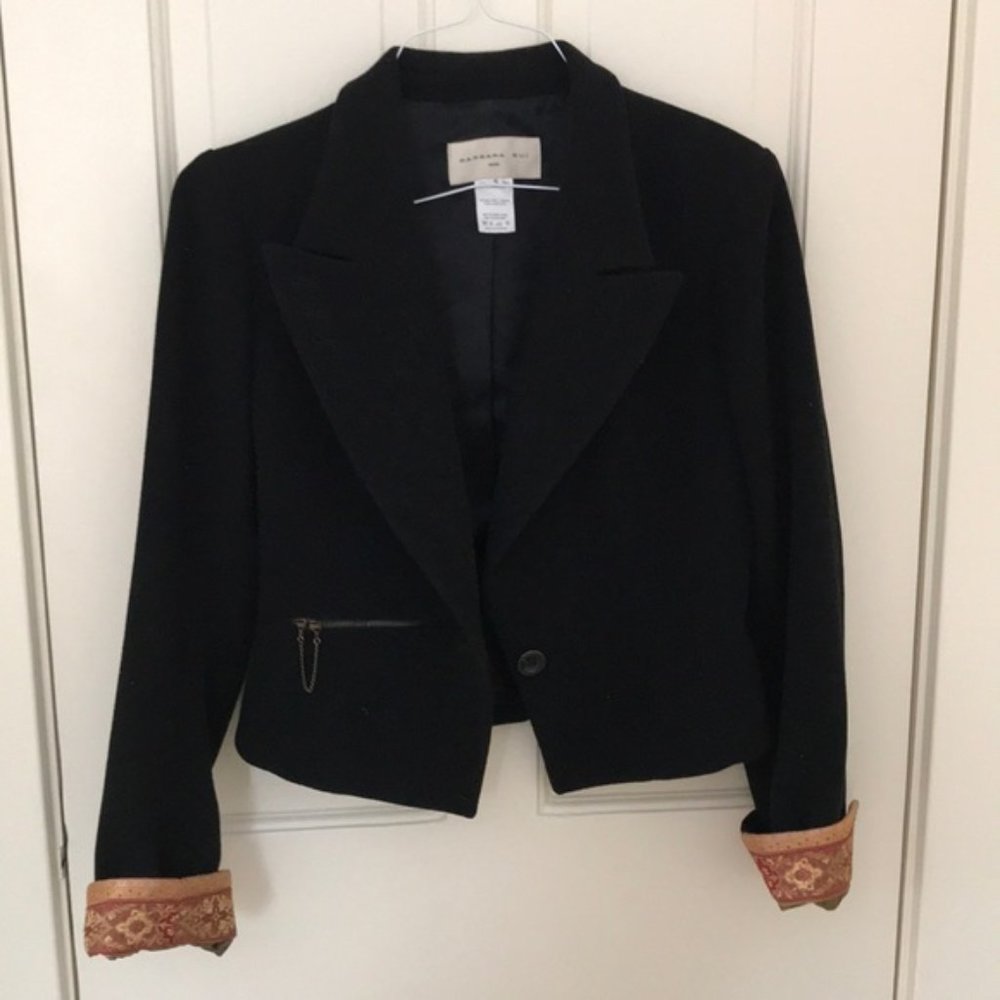 New Barbara Bui 100% wool military embroidered blazer cropped relaxed fit jacket